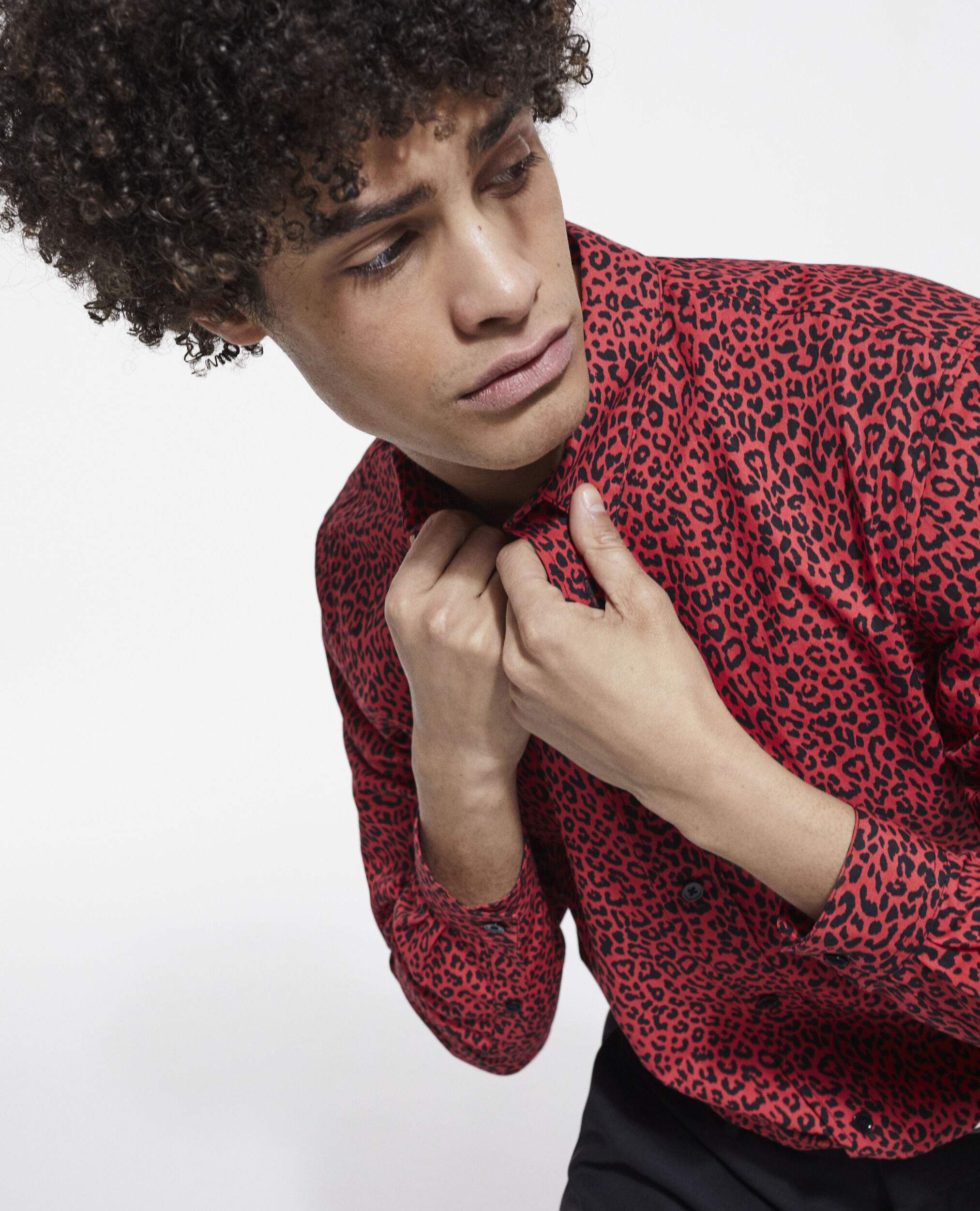 Warehouse red leopard print store top
