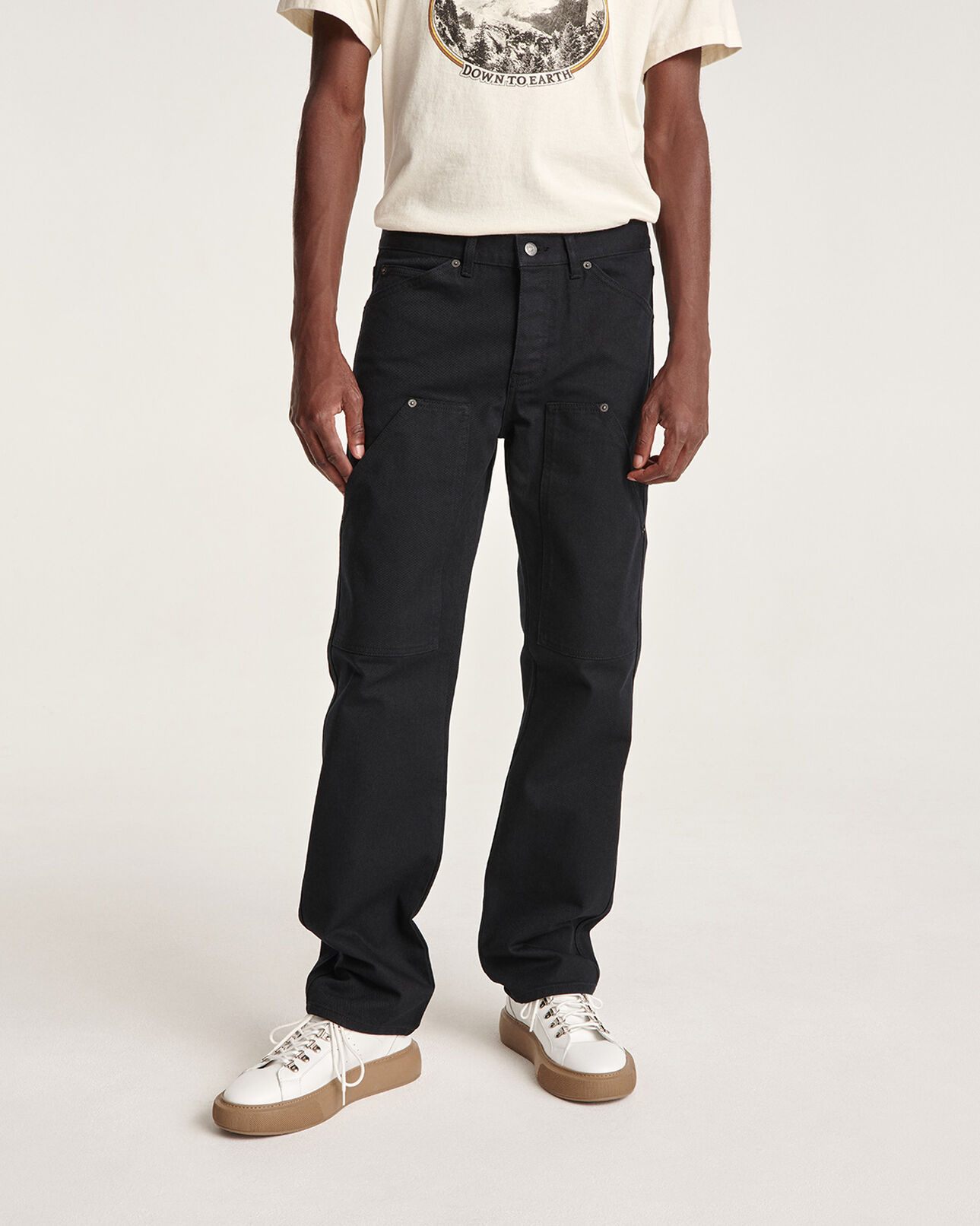 The Kooples MEN WHITE white leather sneakers with rubber soles