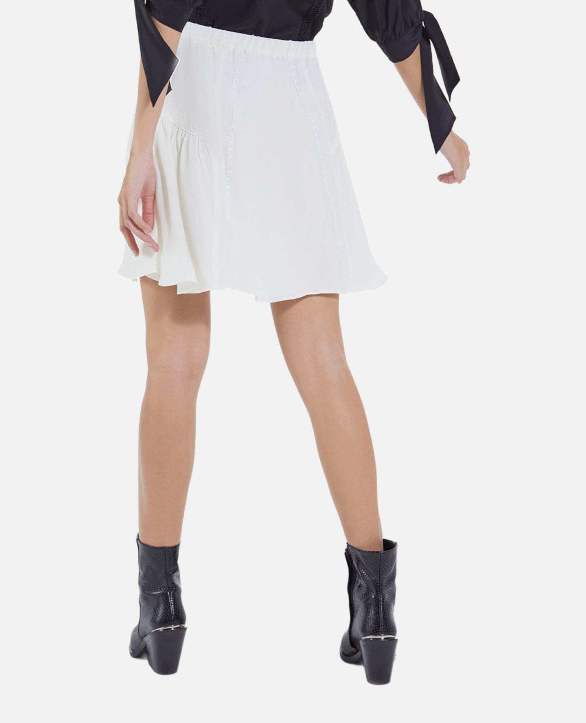Short ecru silk skirt with ribbon detail, OFF WHITE, hi-res image number null