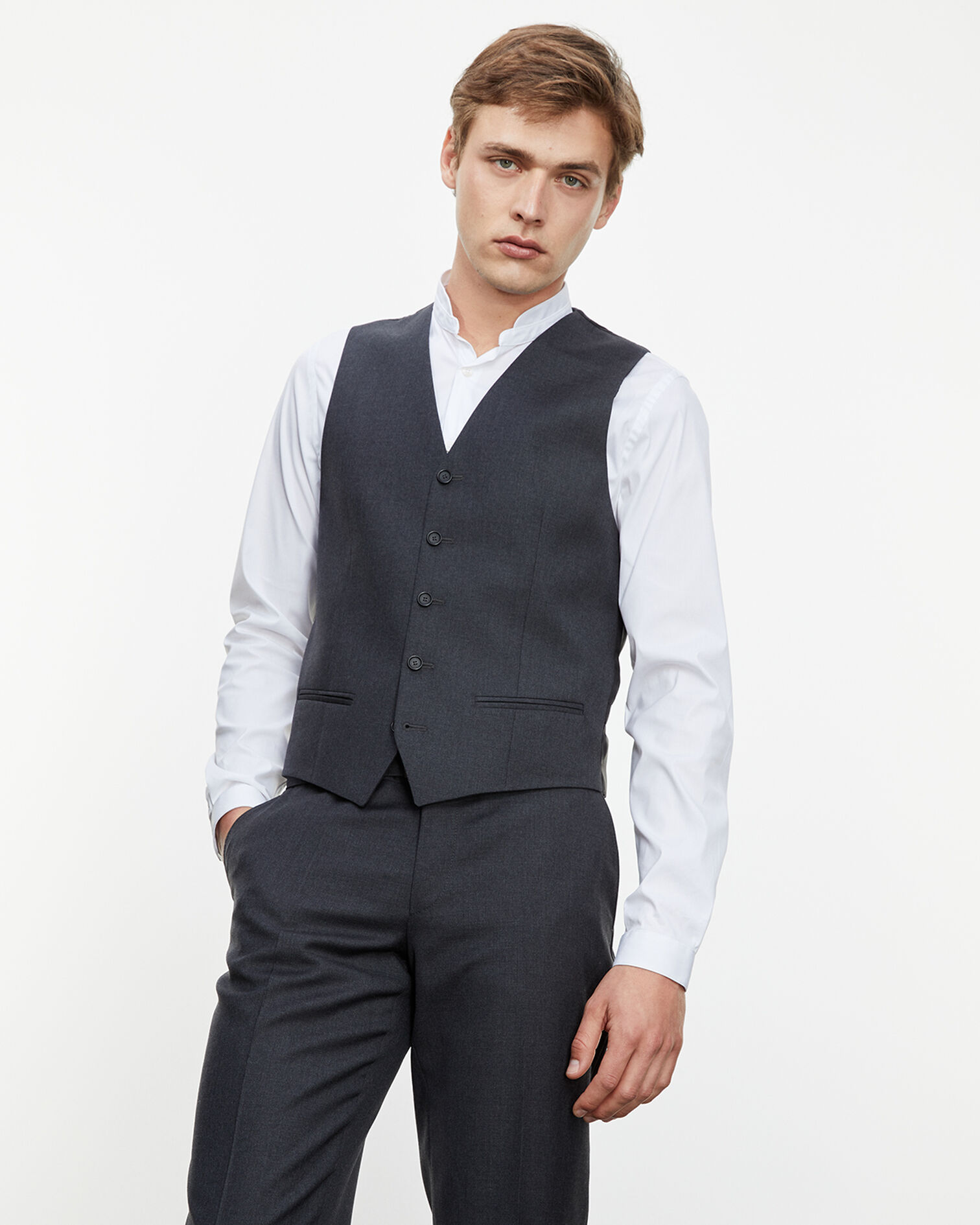 Gray suit waistcoat, GREY, hi-res image number null