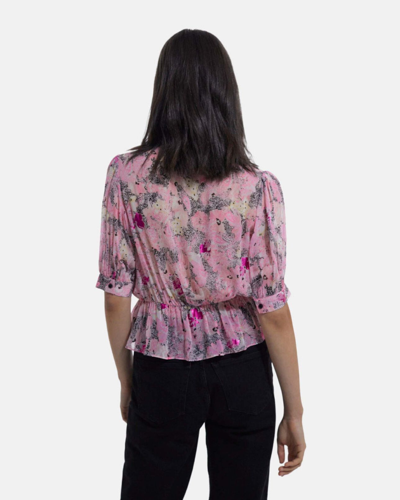 The Kooples FEMME PINK top fleurie