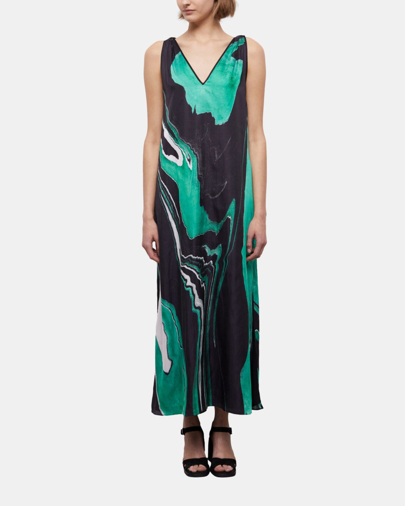 The Kooples DAMEN BLACK / GREEN langes kleid mit print