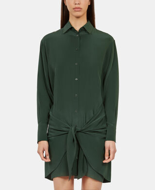 The Kooples F WOOD KAKI short green shirt dress with bow