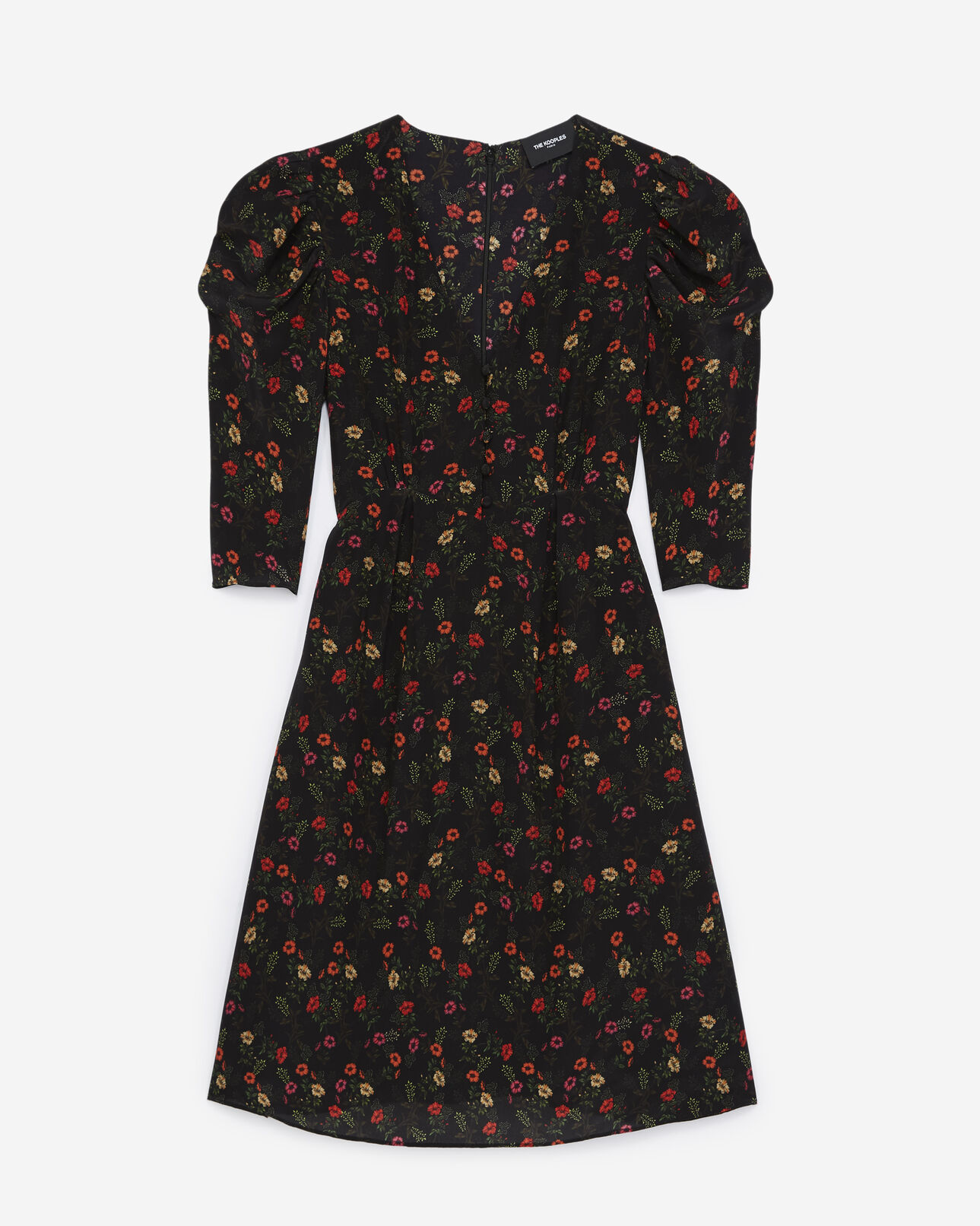 The Kooples WOMEN MULTICOLOR short printed dress with gathered shoulders