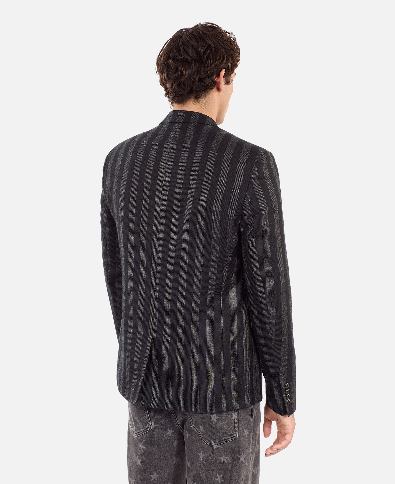The Kooples HOMME BLACK GREY blazer en laine à rayures