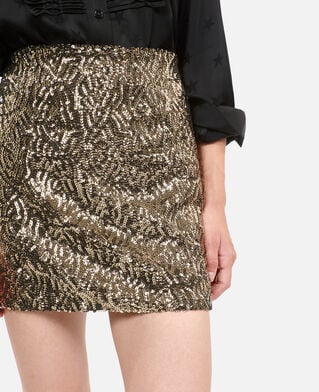 The Kooples FEMME GOLD jupe courte à sequins dorée