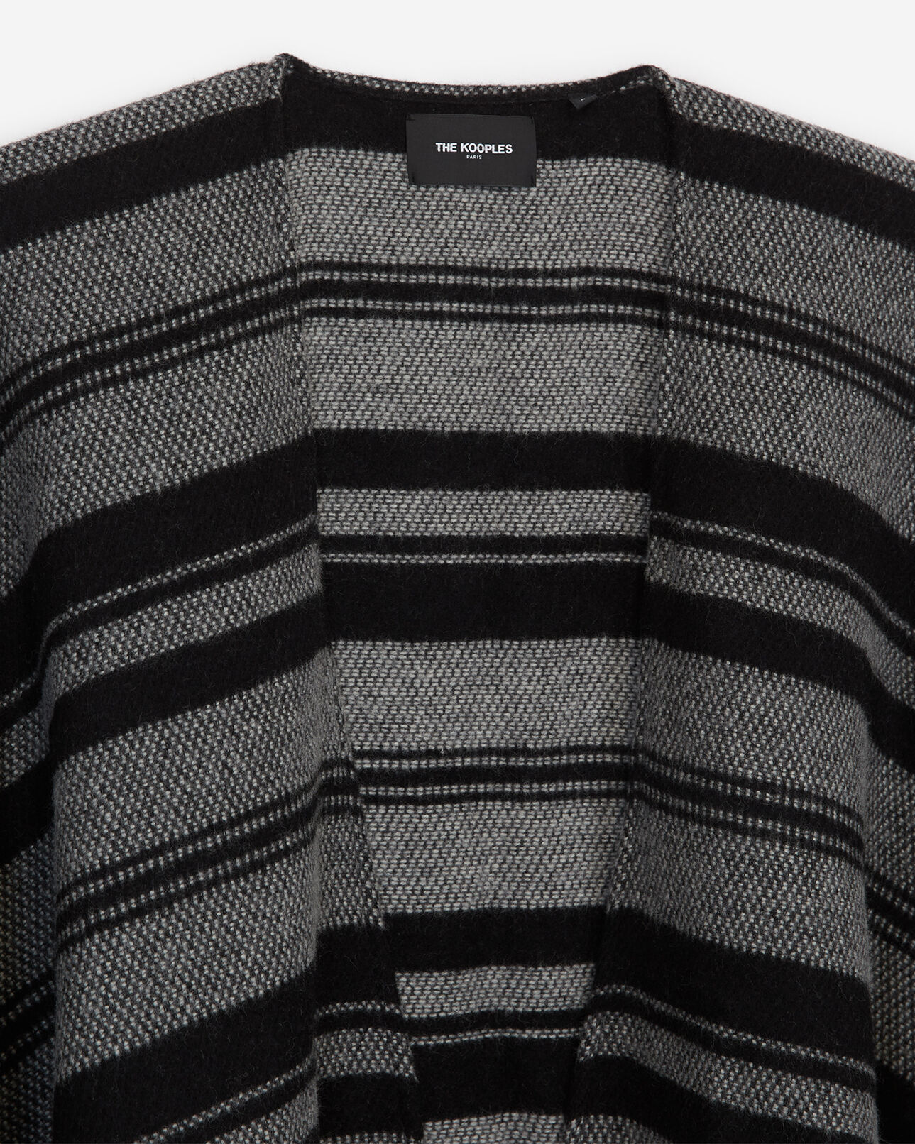 The Kooples FEMME BLACK GREY poncho à rayures gris et noire