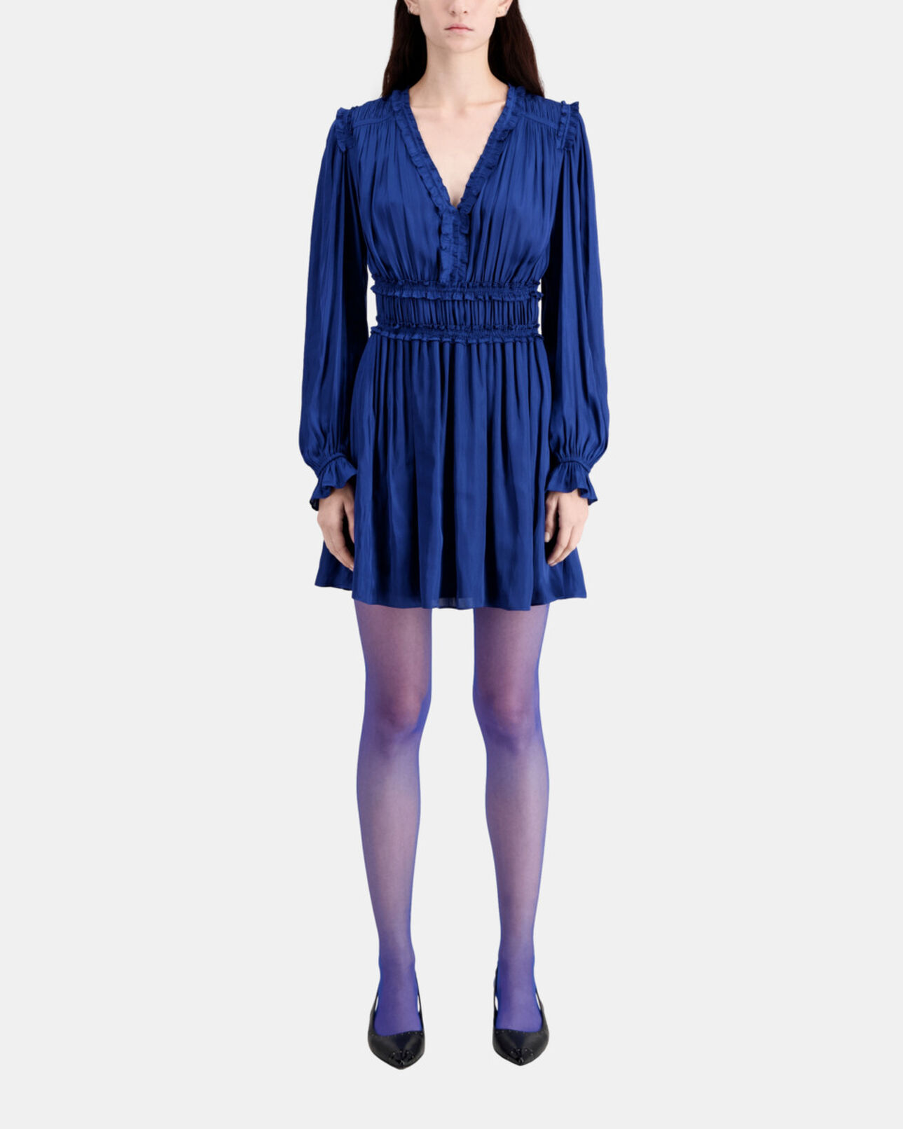 The Kooples DAMEN NAVY blaues kurzes kleid mit raffungen