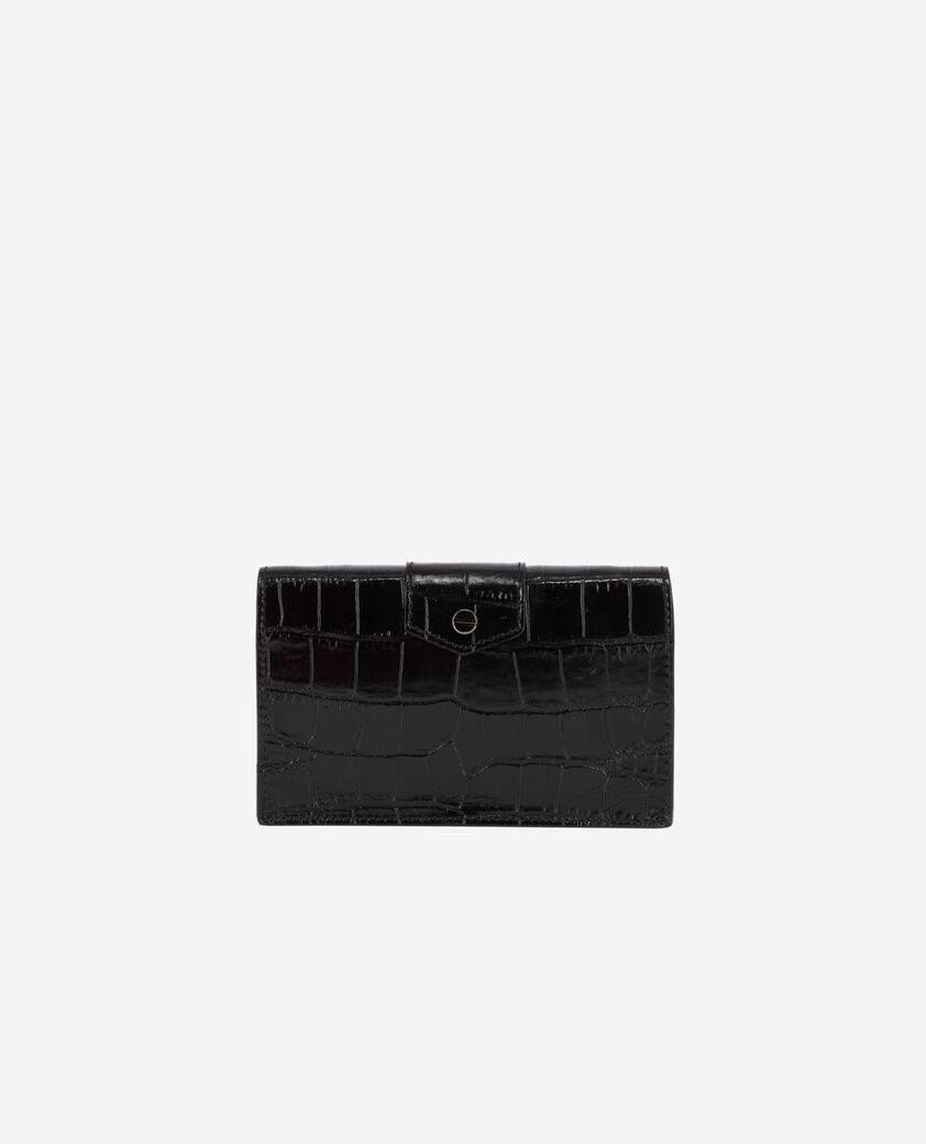The Kooples FEMME BLACK pochette emily small en cuir effet croco