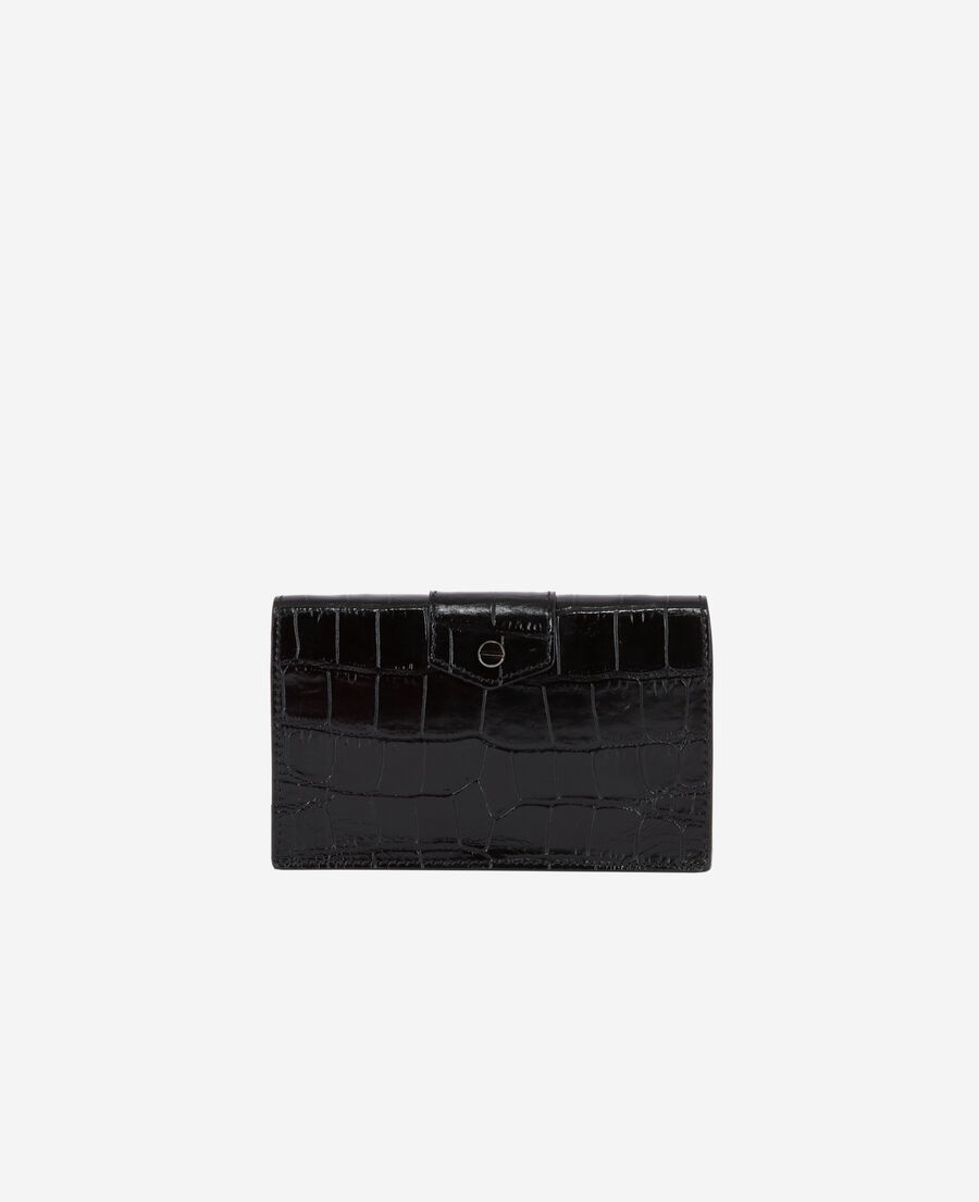 The Kooples FEMME BLACK pochette emily small en cuir effet croco