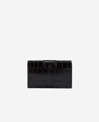 The Kooples FEMME BLACK pochette emily small en cuir effet croco