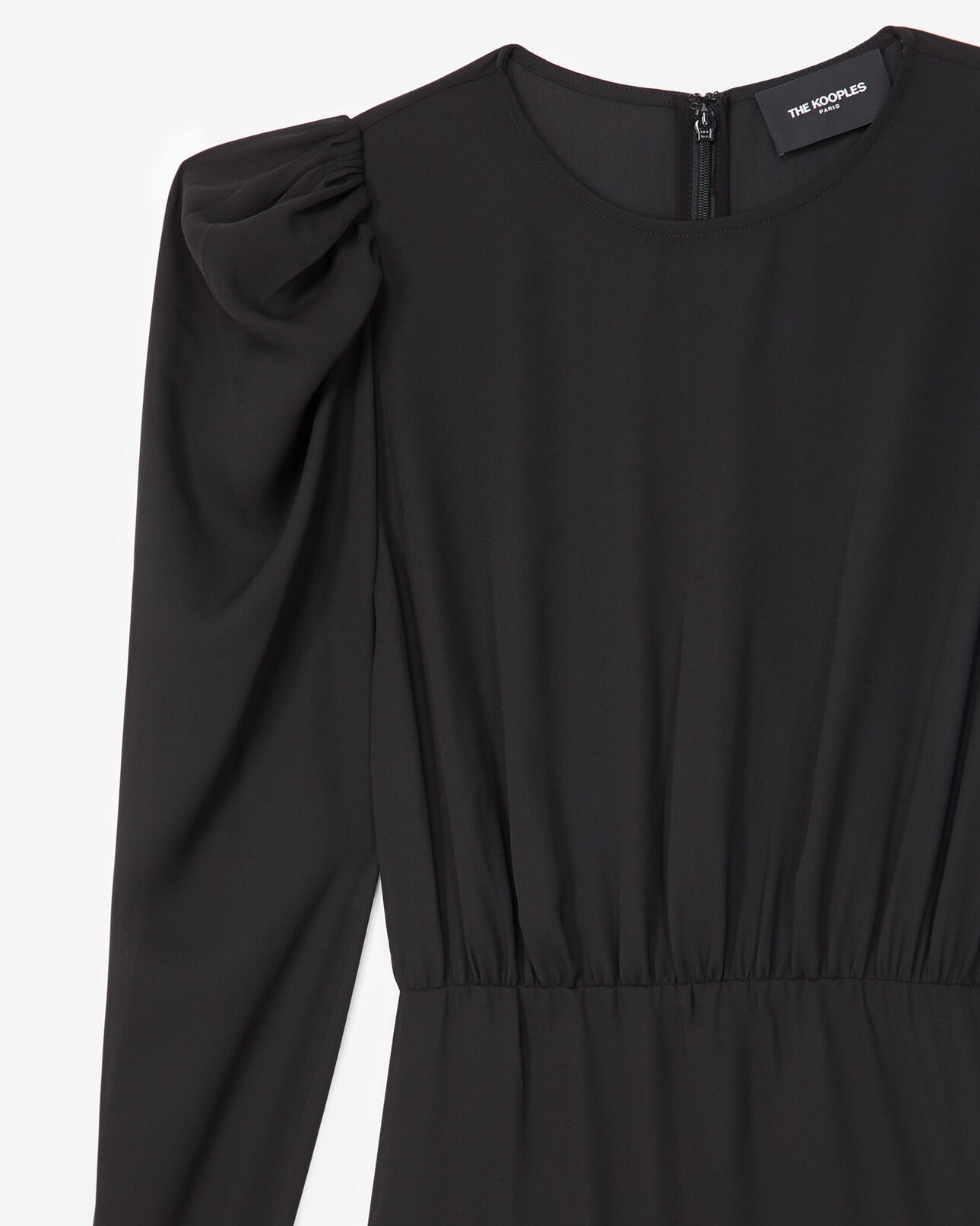 The Kooples FEMME BLACK robe courte noire à détail volanté