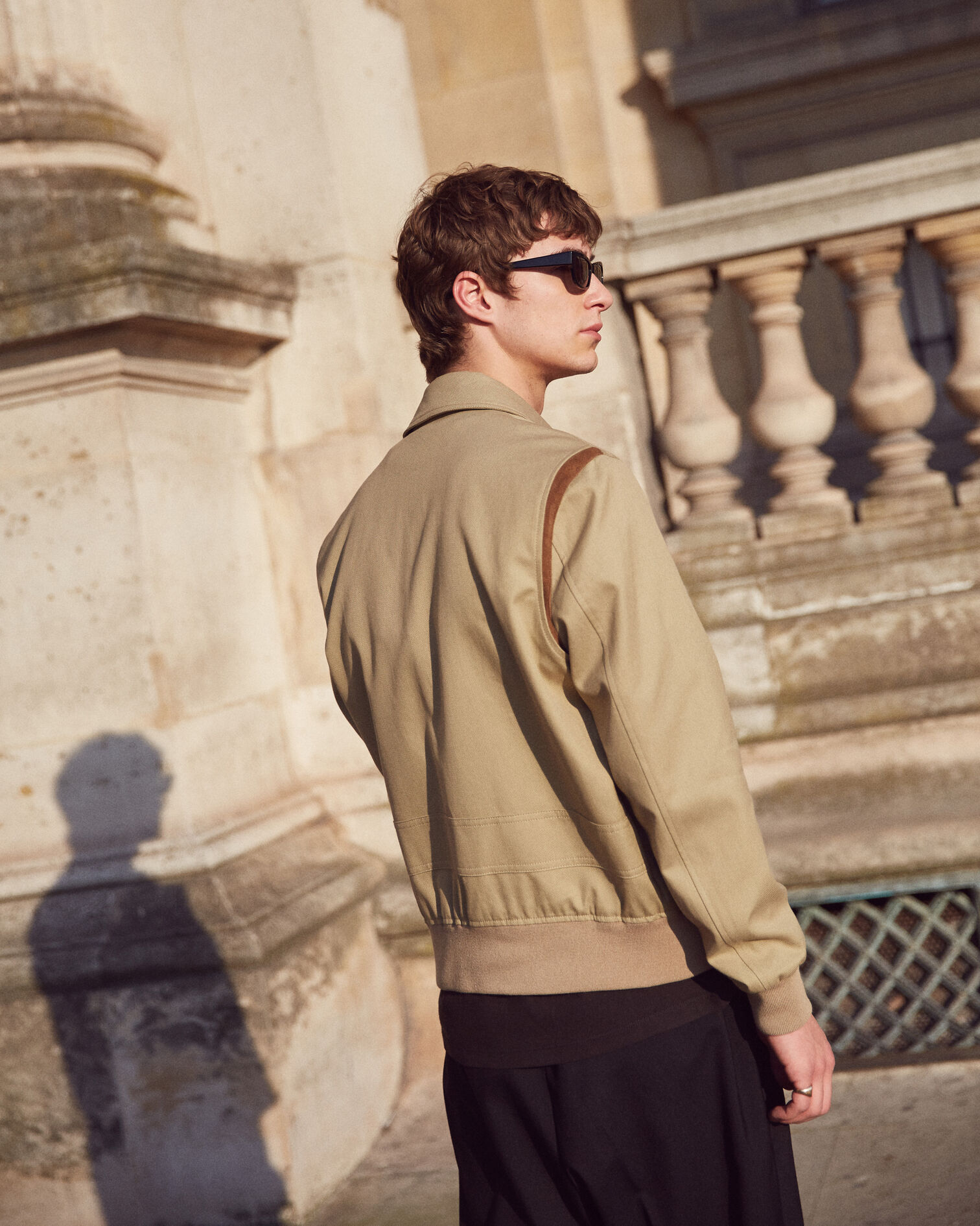 Beiger Blouson mit Reißverschluss und Einsatz mit lederdetail, BEIGE, hi-res image number null