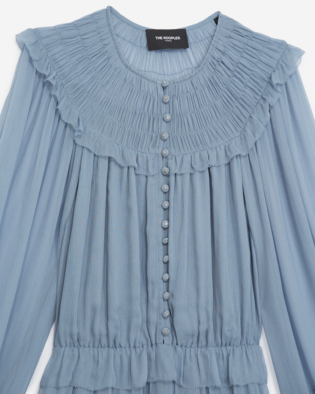 The Kooples WOMEN BLUE short sky blue dress with floaty frills
