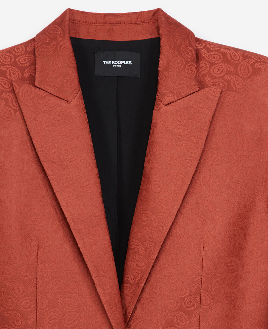 satinierter blazer aus rosa jacquardgewebe