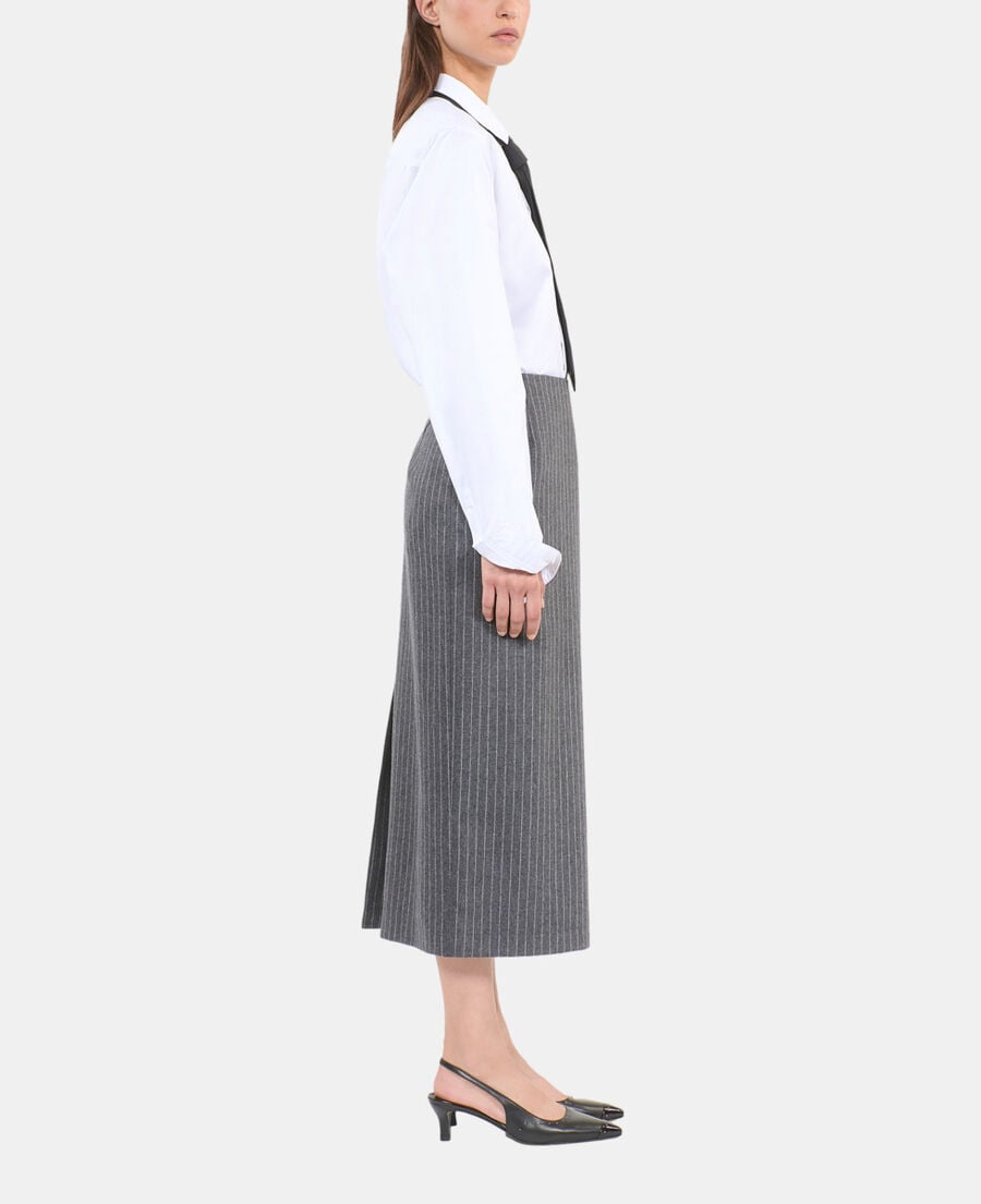 The Kooples FEMME LIGHT GREY jupe crayon mi-longue &agrave; rayures