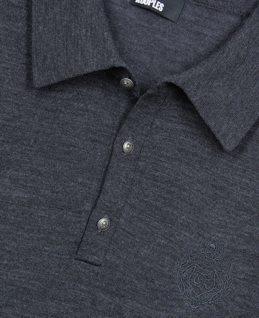 The Kooples MEN ANTHRACITE MELANGE grey wool sweater