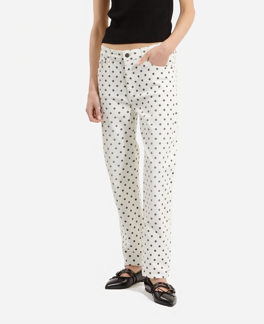 The Kooples WOMEN BEIGE GREY beige polka-dot skinny jeans