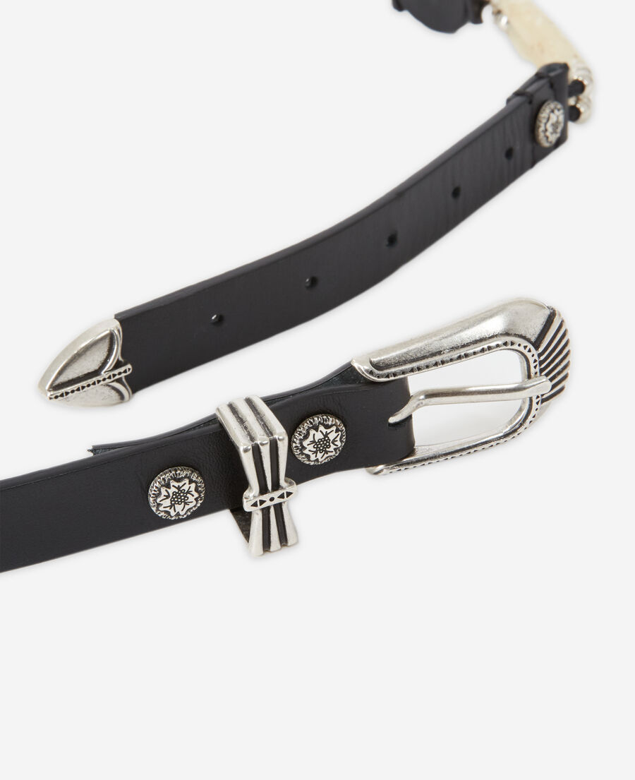thin white leather belt