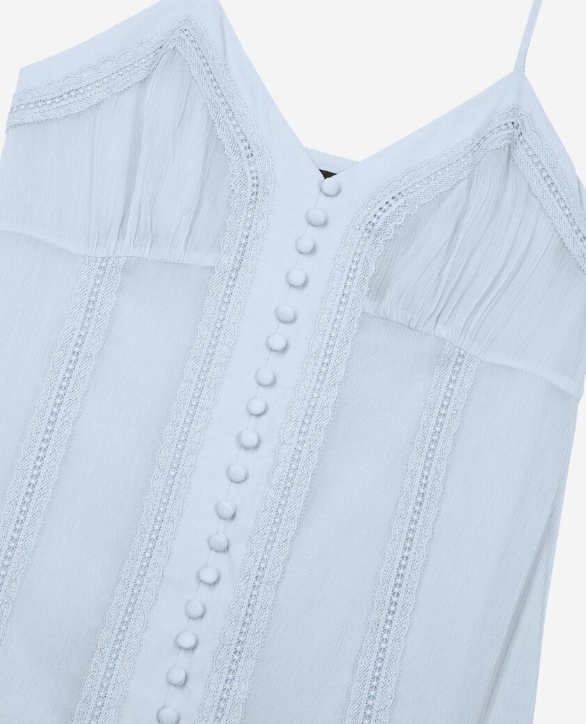 The Kooples FEMME LIGHT BLUE robe courte d&eacute;tails dentelle bleue