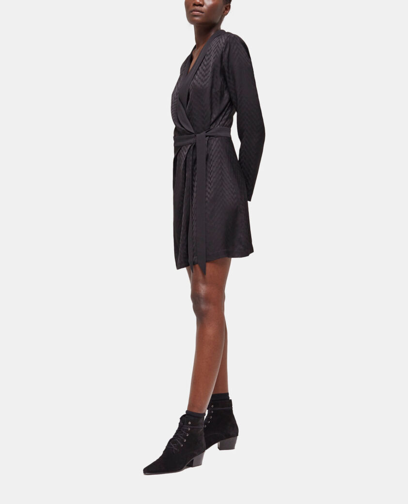The Kooples WOMEN BLACK short printed wrap dress