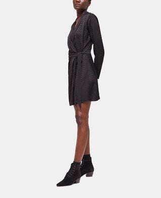 The Kooples WOMEN BLACK short printed wrap dress