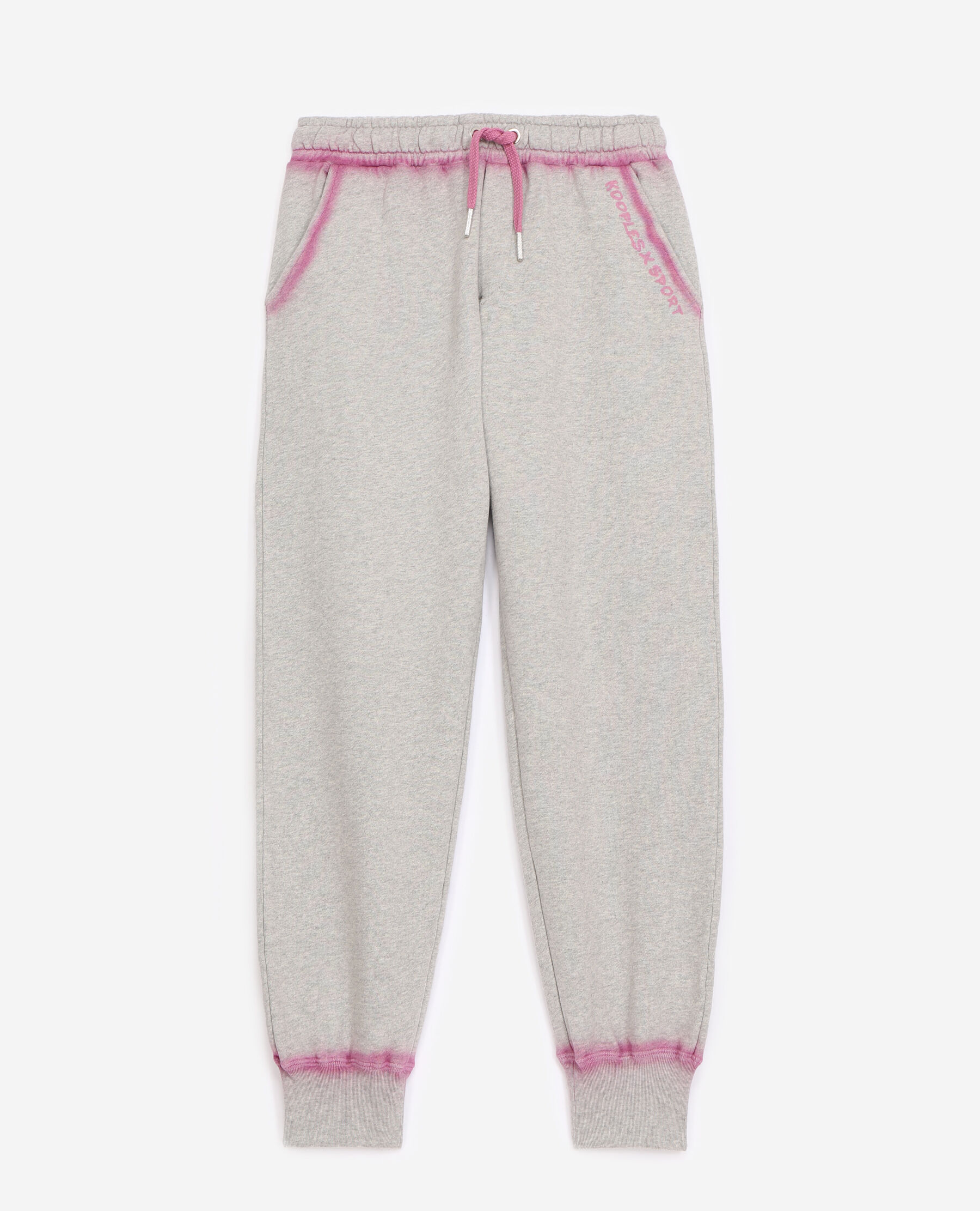 Grey and pink joggers discount