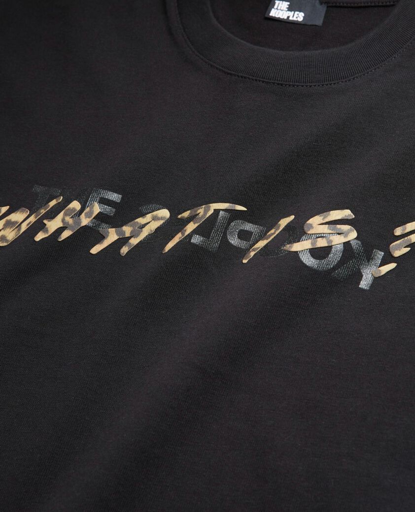 The Kooples DAMEN BLACK t-shirt what is schwarz mit leopardenmuster
