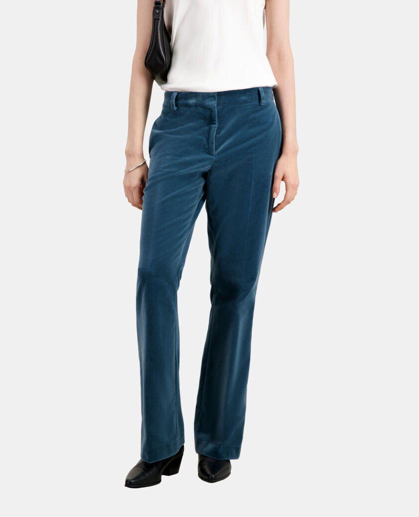 The Kooples MUJER BLUE PETROL pantal&oacute;n traje azul terciopelo