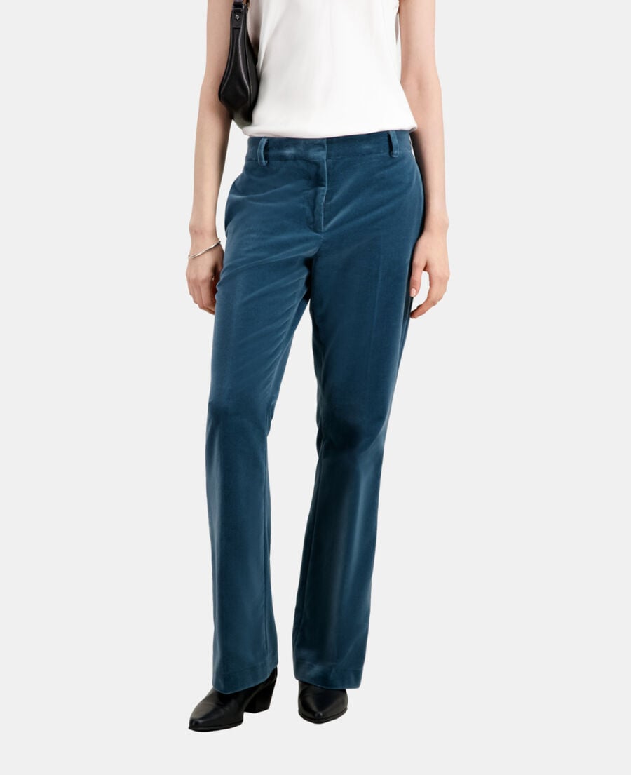 The Kooples FEMME BLUE PETROL pantalon tailleur bleu en velours