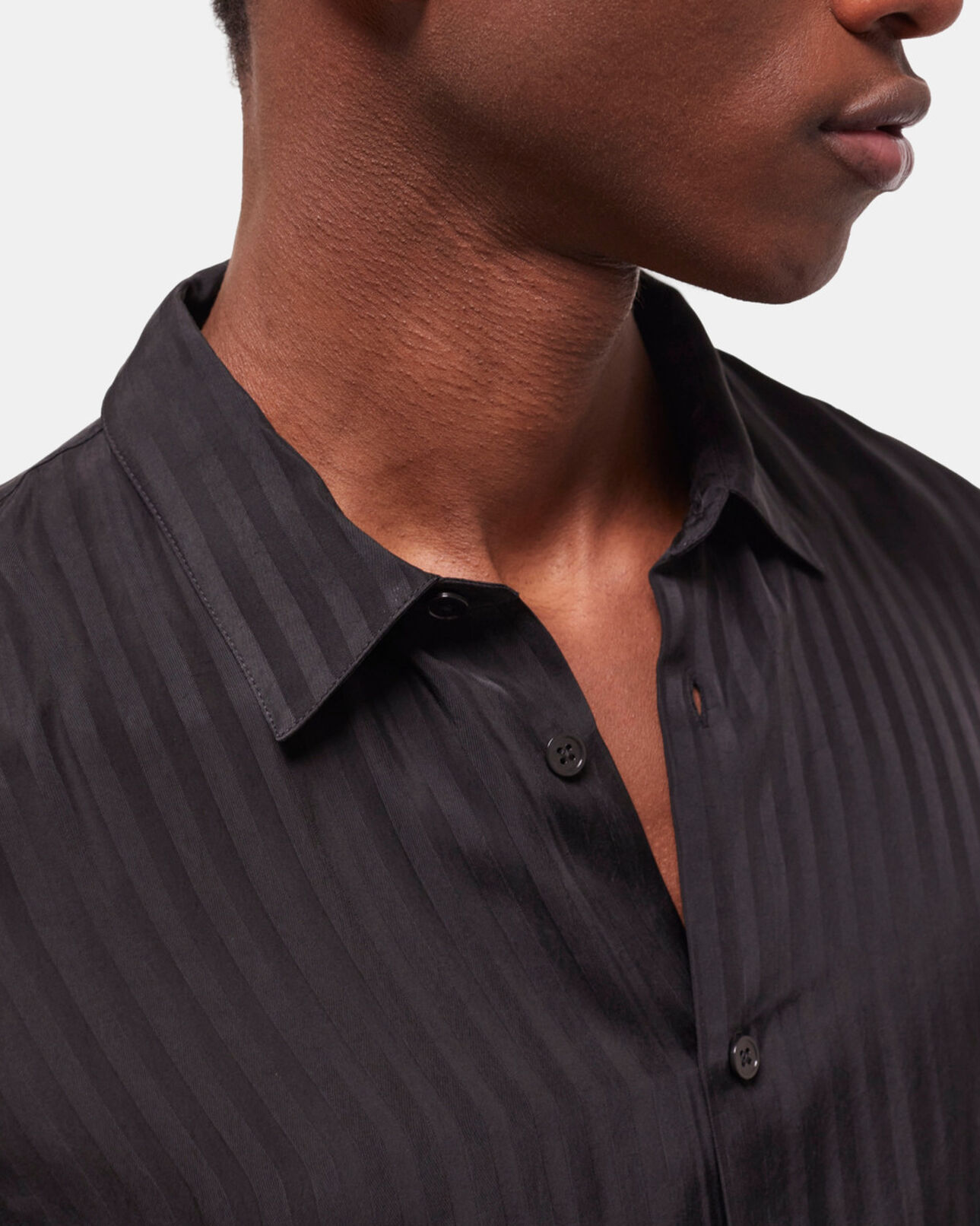 The Kooples HOMME BLACK chemise col classique à rayures noire