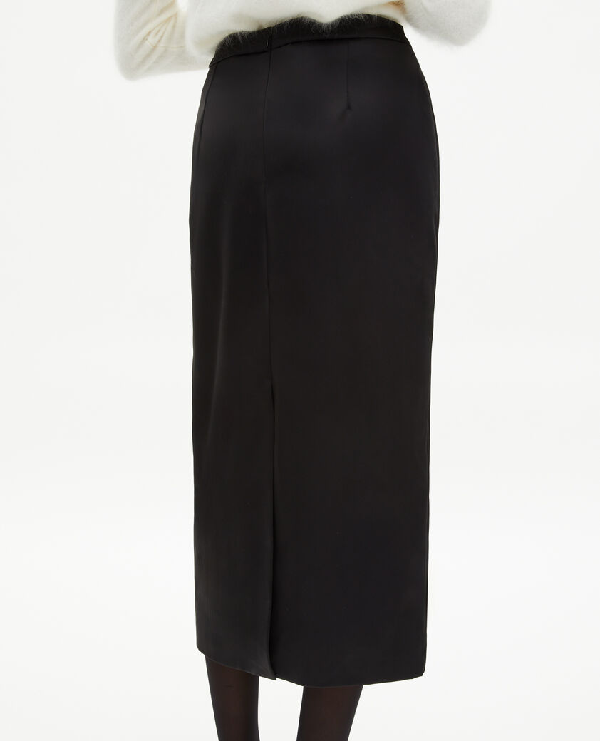 The Kooples FEMME BLACK jupe longue crayon en satin noire