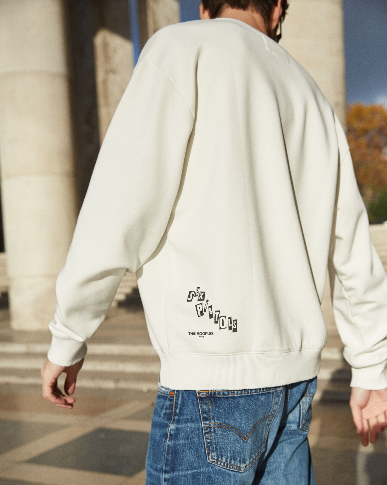 The Kooples HOMME ECRU sweat blanc en coton à sérigraphie sex pistols