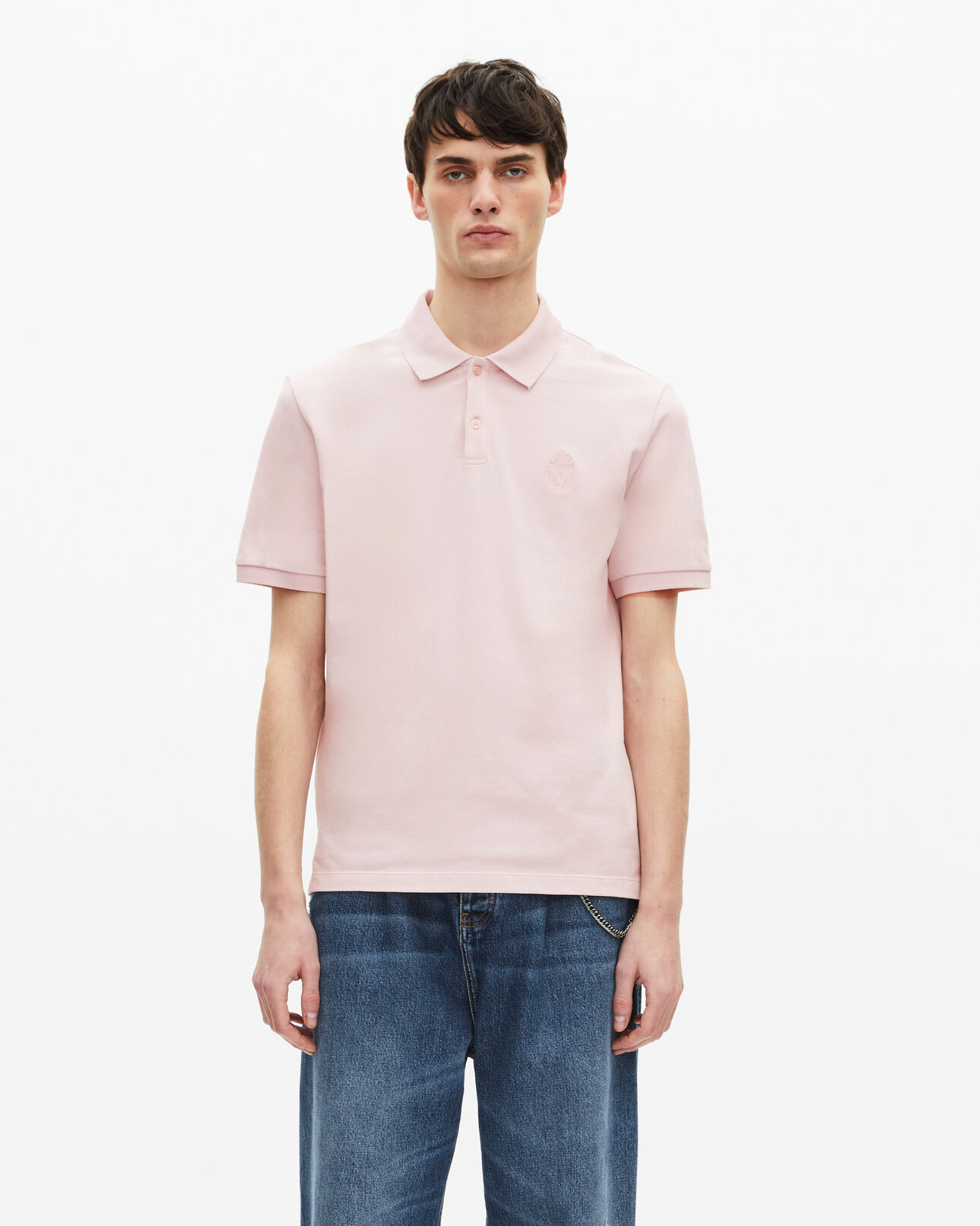 The Kooples MEN LILA piqué polo with classic pink collar