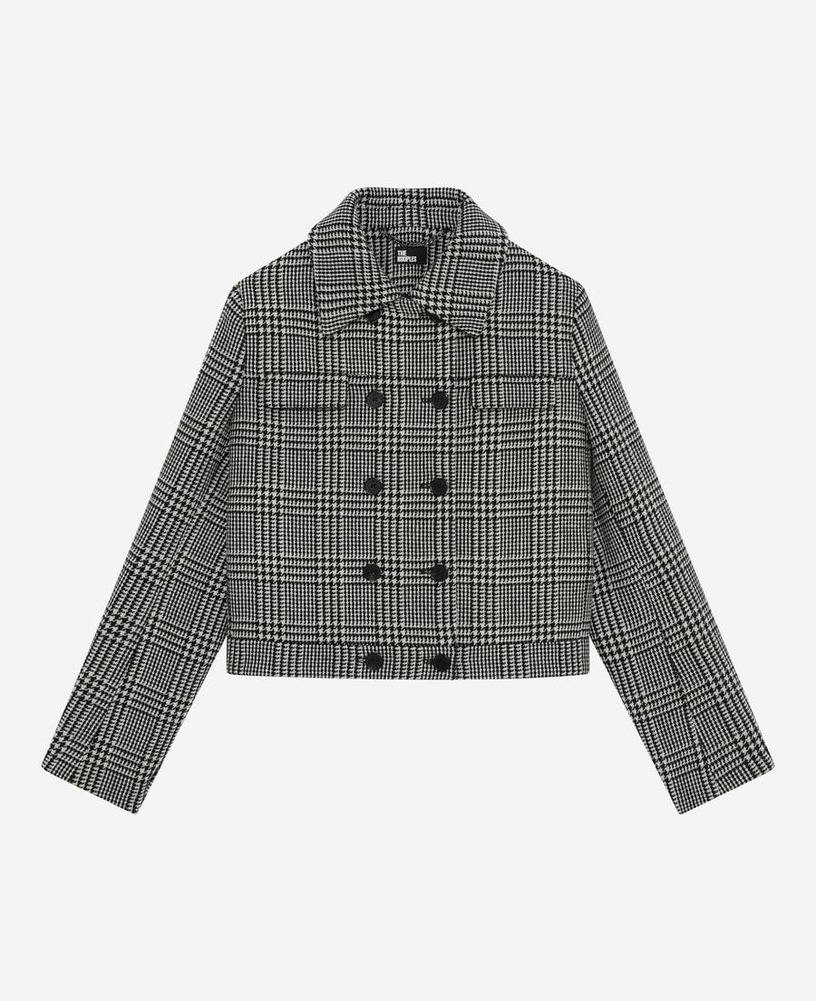 The Kooples F BLACK GREY black and white prince of wales jacket