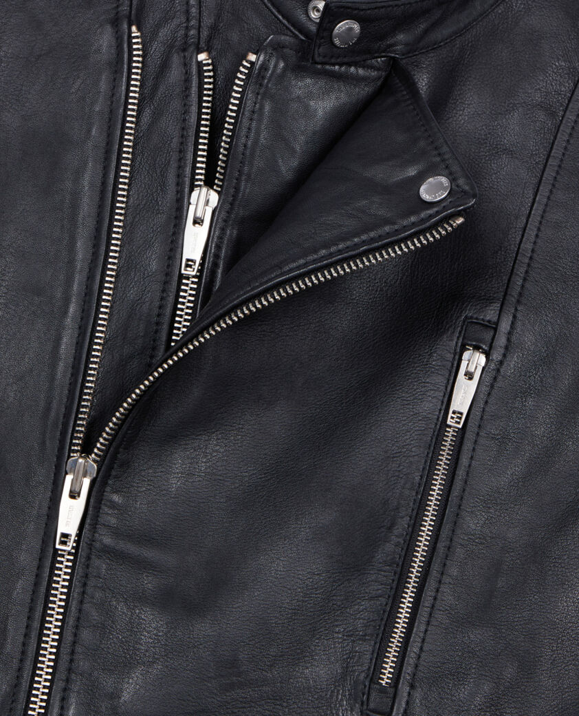 The Kooples HOMME BLACK blouson biker en cuir noir
