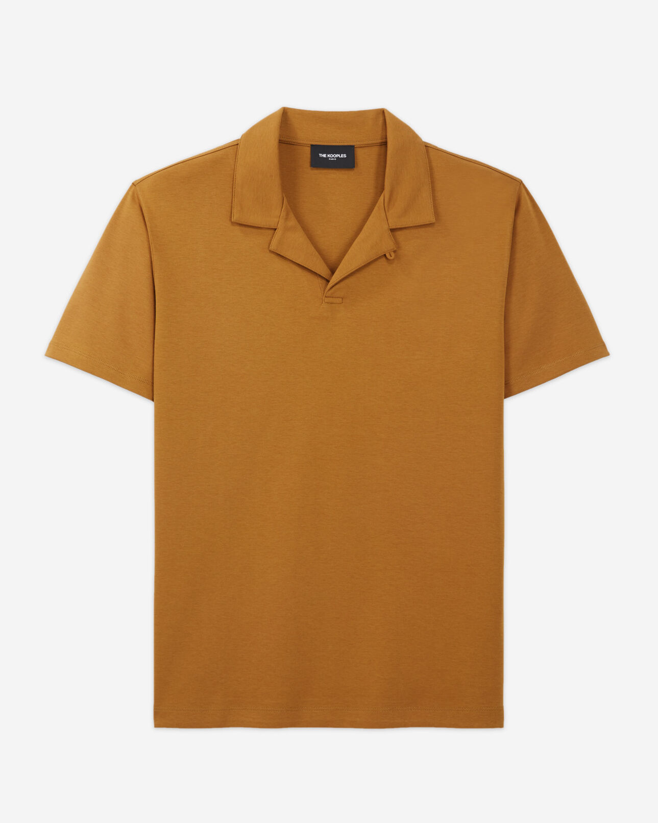 The Kooples MEN BROWN brown cotton polo with cuban collar