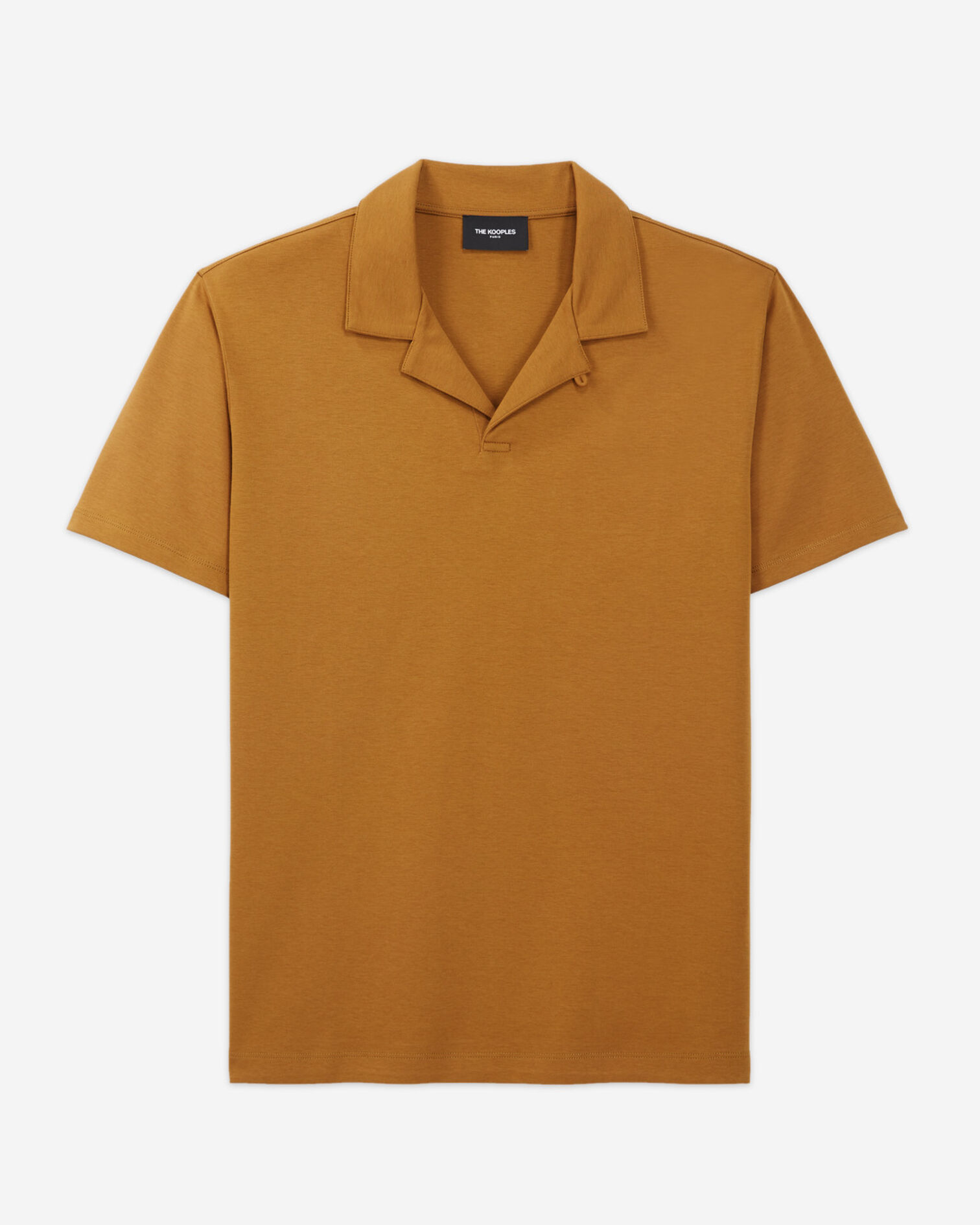 Brown cotton polo with Cuban collar, BROWN, hi-res image number null