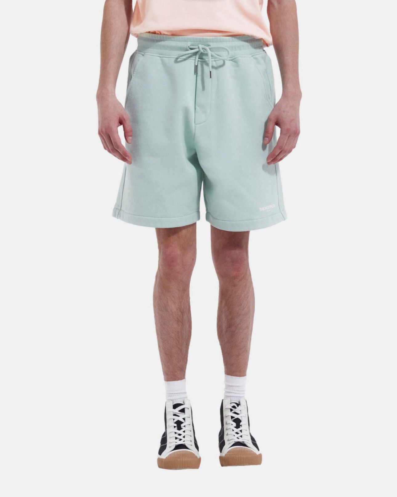 The Kooples HOMME GRIS BLEU short vert coton logo taille élastique