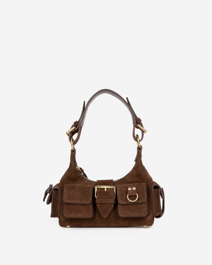 The Kooples FEMME CHOCOLATE sac amelia small en suède marron