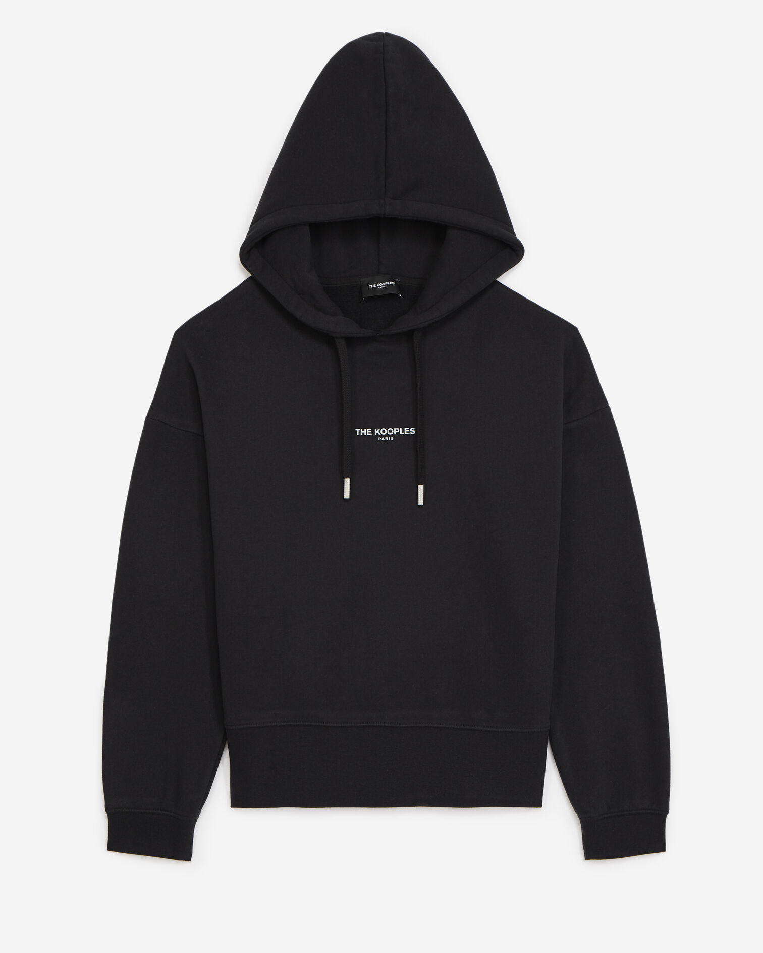 Sweat noir à capuche et logo imprimé, BLACK, hi-res image number null