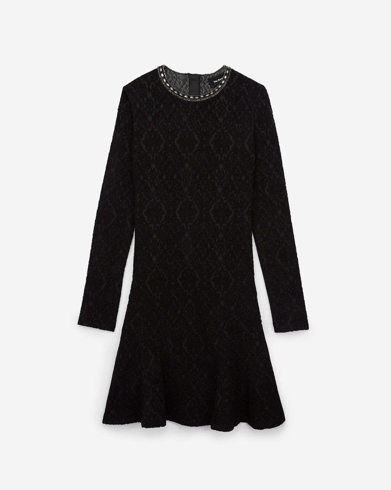 The Kooples FEMME BLACK robe droite noire col bijou