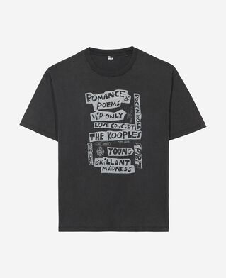 The Kooples HERREN BLACK WASHED t-shirt mit siebdruck romance poems schwarz