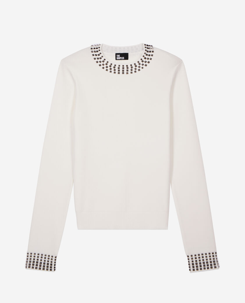 The Kooples FEMME ECRU pull avec spikes écru