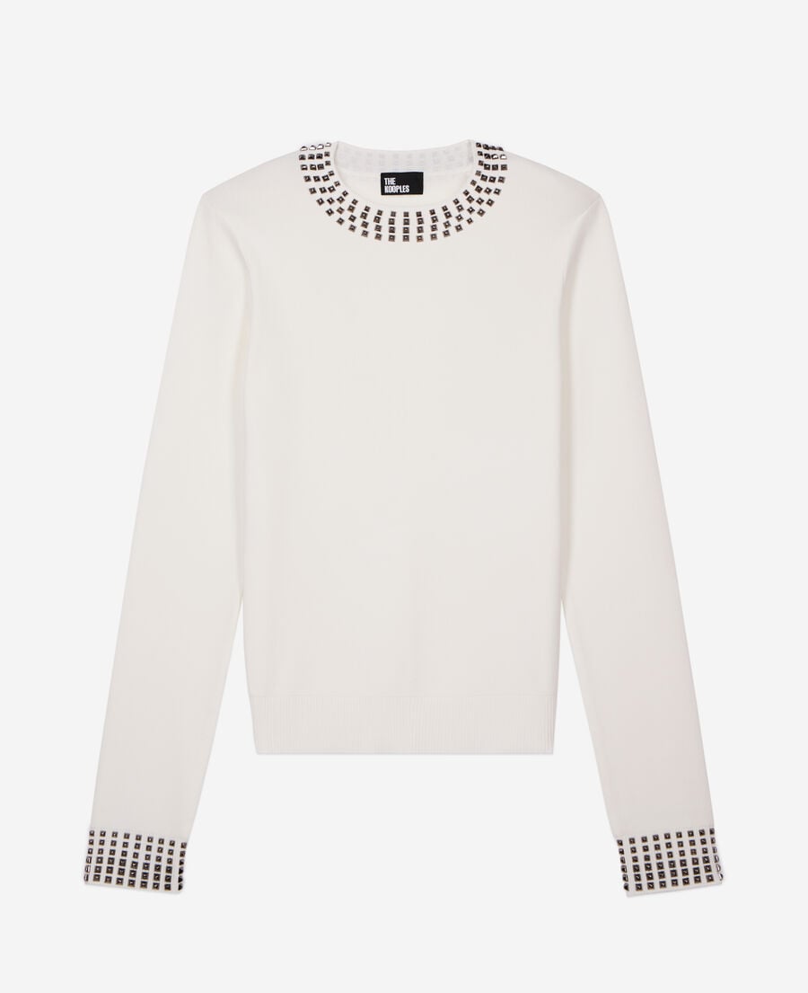 The Kooples FEMME ECRU pull avec spikes écru