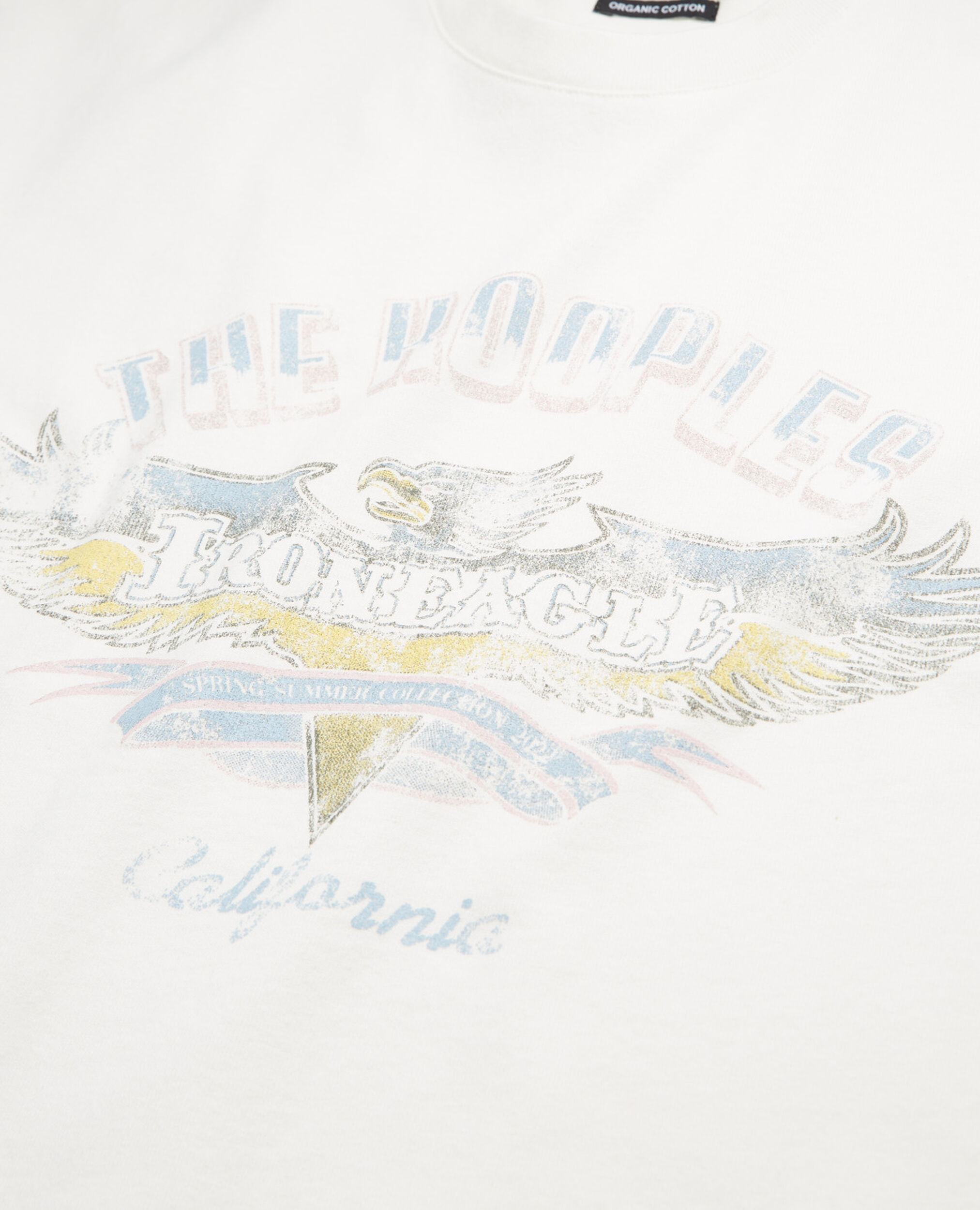 Ecrufarbenes Baumwoll-T-Shirt mit Adler-Print, ECRU, hi-res image number null