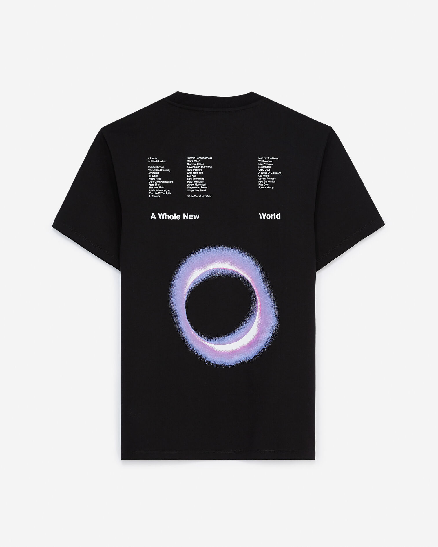 T-shirt noir coton à imprimé éclipse dos, BLACK, hi-res image number null