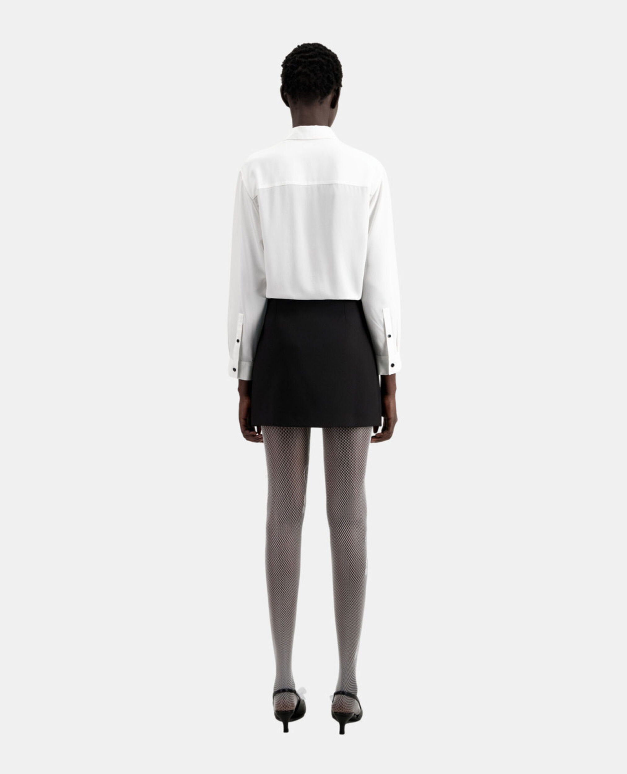 Short black crepe skirt, BLACK, hi-res image number null