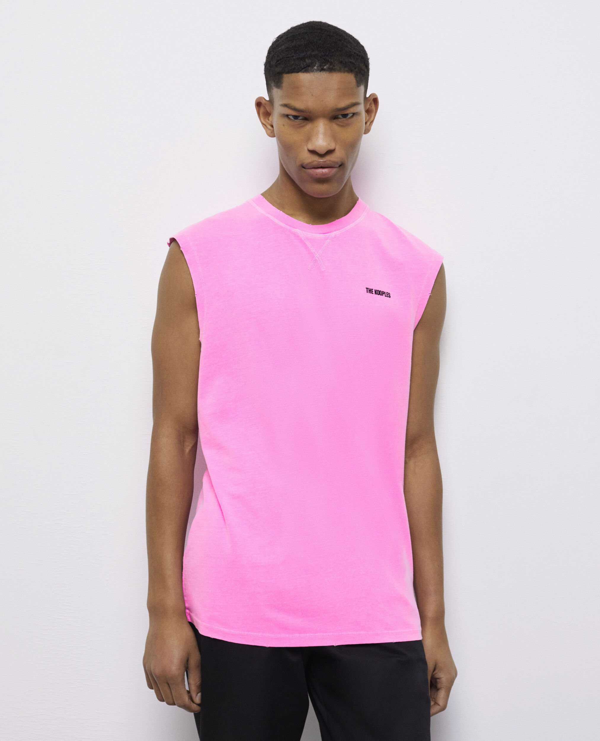 Men's fluorescent pink t-shirt with logo, FLUO PINK, hi-res image number null