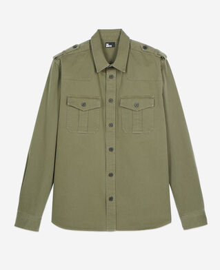 The Kooples MEN OLIVE NIGHT khaki officer style overshirt